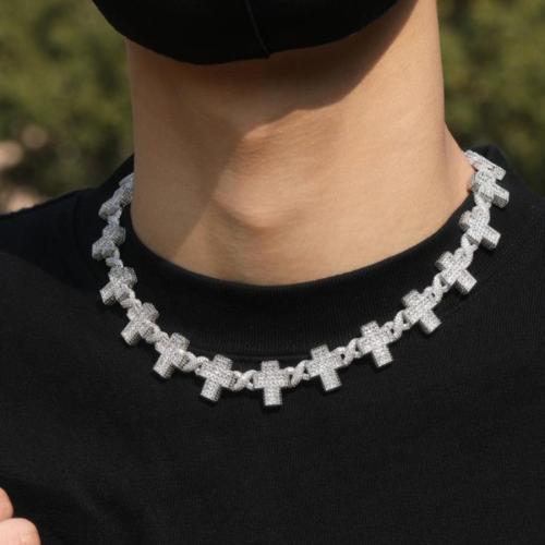 One pc hip hop rhinestone cross chain necklace(length:45cm)