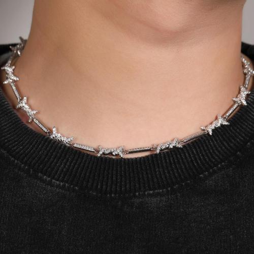One pc rhinestone hip hop thorny wire necklace(length:45cm)