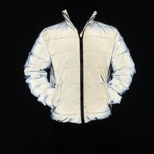Casual plus size non-stretch reflective zip-up warm puffer coat