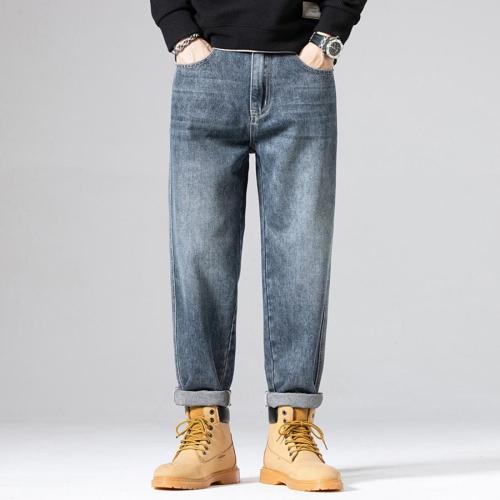 Stylish plus size non-stretch high waist straight leg jeans size run small