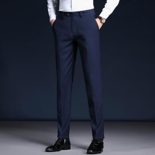 Elegant plus size non-stretch 3-colors solid straight suit pants size run small