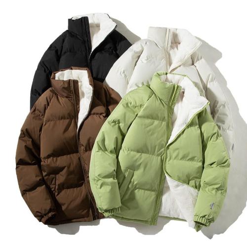 Casual plus size non-stretch 4-colors solid color zip-up fleece warm jacket