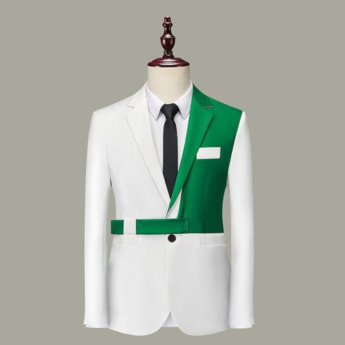 Elegant plus size non-stretch contrast color one button blazer#1