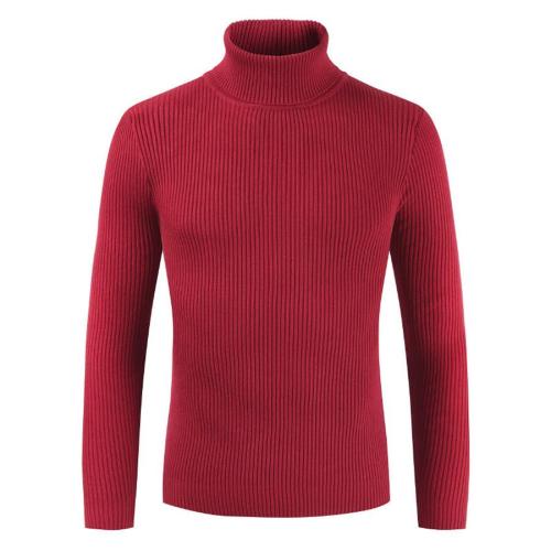 Casual plus size slight stretch 5-colors solid color high collar knitted sweater