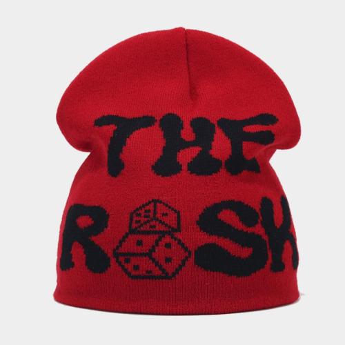 One pc hip hop stylish letter jacquard knit hat 56-58 cm