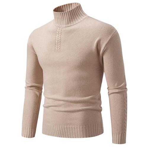 Casual plus size slight stretch 6-colors solid knitted high collar slim sweater