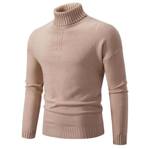 Casual plus size slight stretch 6-colors simple knitted high collar sweater