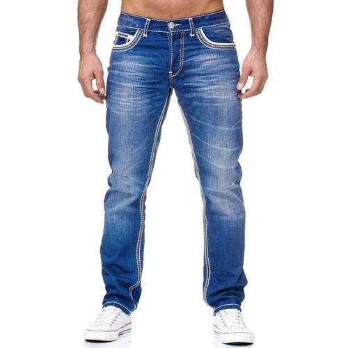 Casual plus size slight stretch simple 3 colors mid waist slim jeans