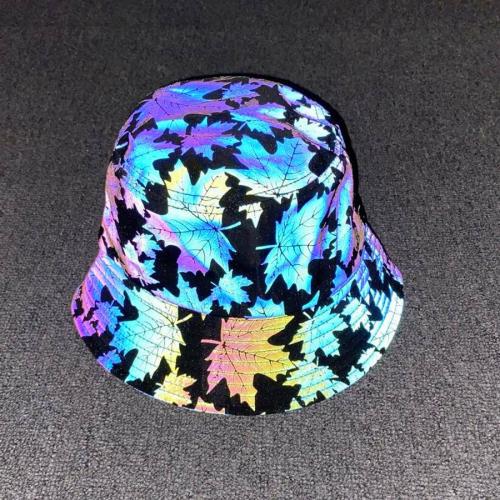 One pc men maple leaf graphic reflective hip-hop personality buckle hat 58cm