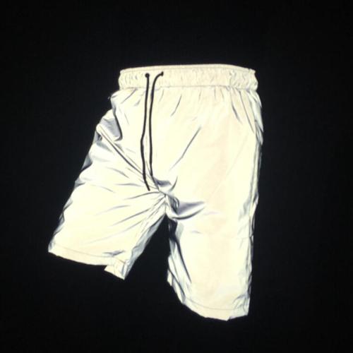 Casual plus size non-stretch reflective drawstring shorts with lined