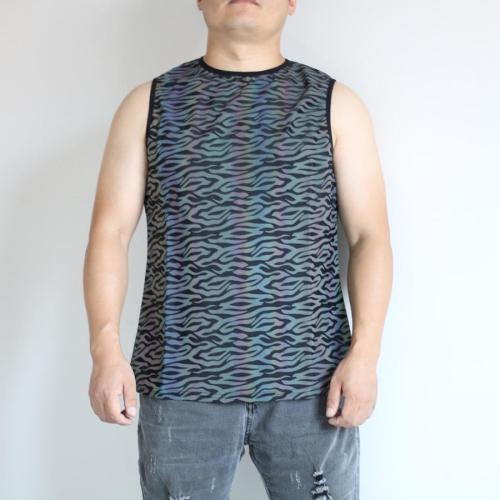 Casual plus size slight stretch zebra stripe reflective all-match vest