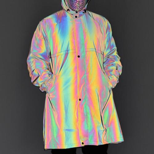 Stylish plus size non-stretch reflective waterproof hooded windbreaker