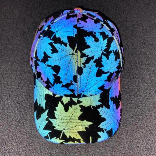 One pc men hip-hop maple leaf graphic reflective adjustable baseball cap 58cm