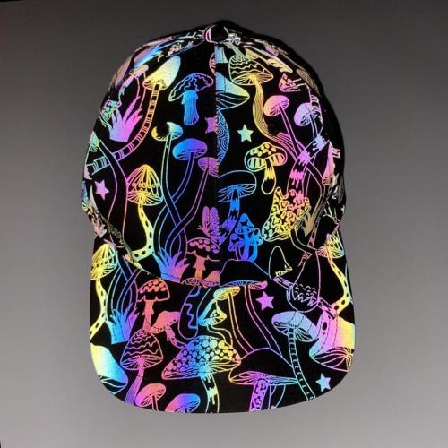 One pc men hip-hop mushroom graphic reflective adjustable baseball cap 58cm