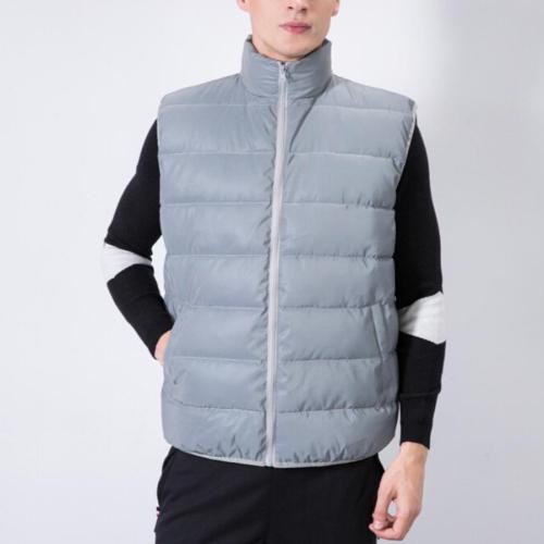 Casual plus size non-stretch reflective zip-up warm puffer jacket vest