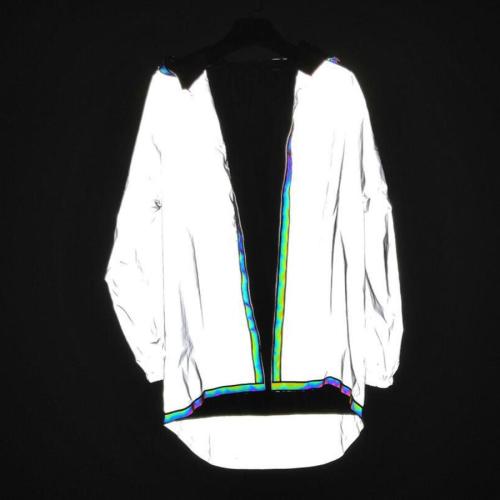 Casual plus size non-stretch reflective hooded long windbreaker(without zip-up)