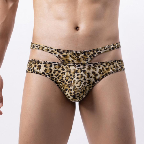 Sexy plus size slight stretch leopard batch printing low waist briefs
