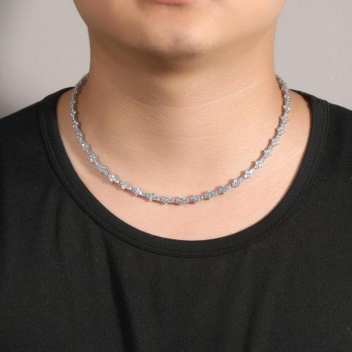 One pc hip hop rhinestone brass necklace(length:51cm)