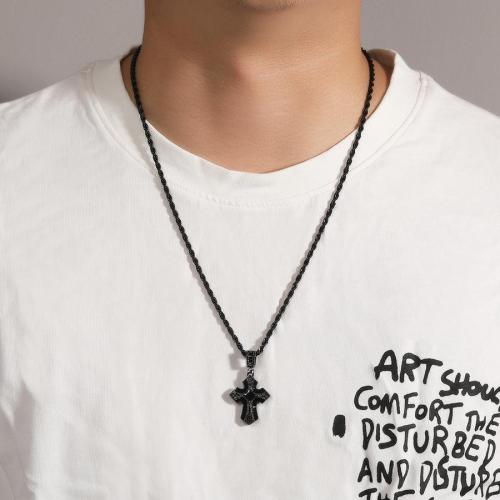 One pc rhinestone cross pendant stainless steel necklace#1(length:60cm)