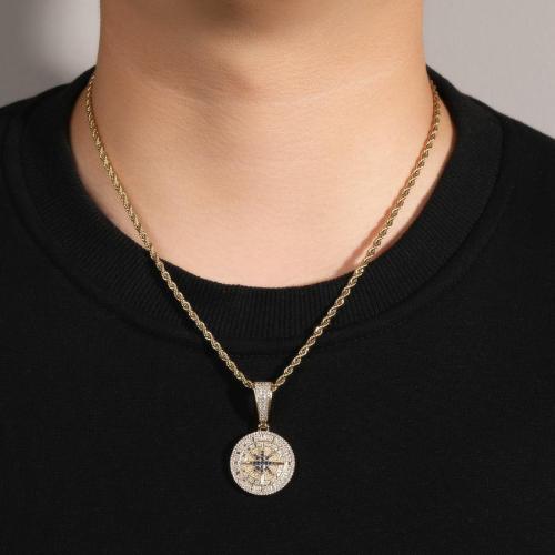 One pc hip hop compass pendant stainless steel necklace(length:60cm)