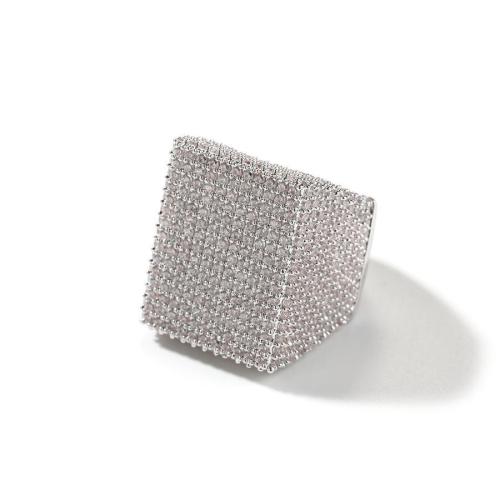 One pc 3 colors rhinestone square brass ring