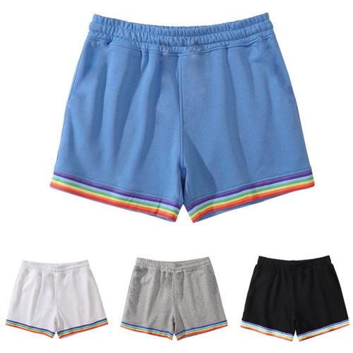 Casual plus size slight stretch 4-colors multi-color striped shorts