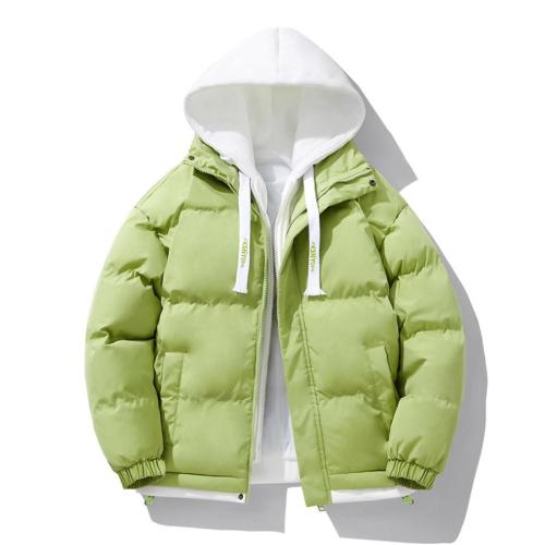 Casual plus size non-stretch fake two-piece set hooded warm jacket
