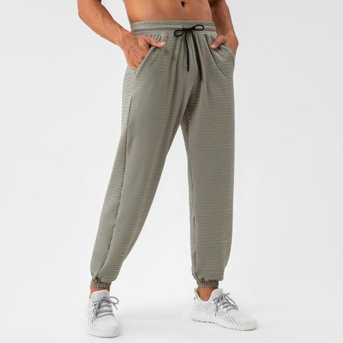 Sports plus size slight stretch solid color loose breathable pocket pants