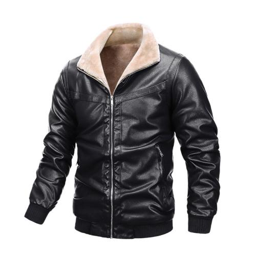 Casual plus size non-stretch pu plush windproof jacket size run small