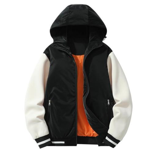 Casual plus size non-stretch 7-colors contrast color hooded baseball jacket size run small