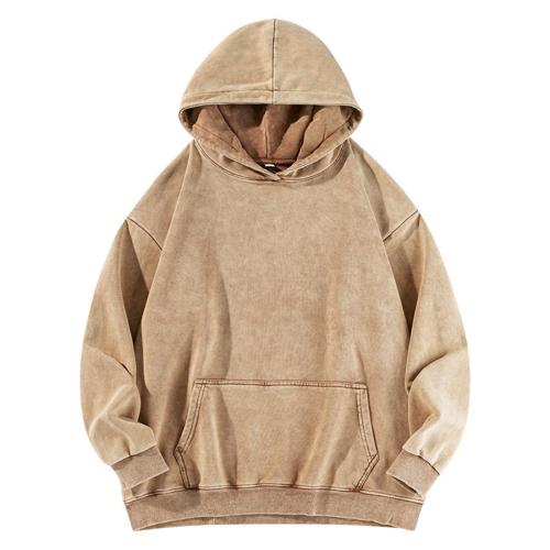 Casual plus size non-stretch solid color loose hooded sweatshirt size run small