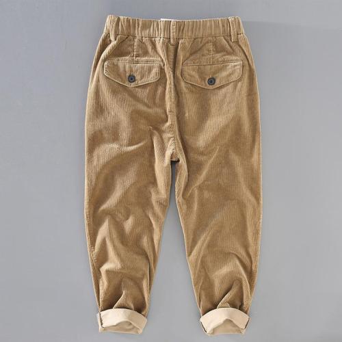 Casual plus size non-stretch solid color corduroy all-match ankle pants