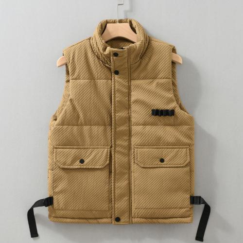 Casual plus size non-stretch solid color zip-up warm vest