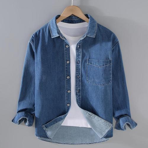 Casual plus size non-stretch solid color single-breasted loose denim jacket