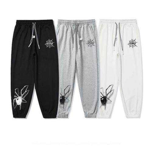 Casual plus size non-stretch spider printing loose sweatpants