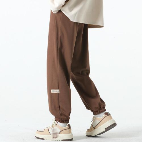 Casual plus size non-stretch solid color loose pocket sweatpants