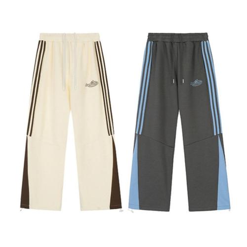 Casual non-stretch contrast color loose drawstring sweatpants