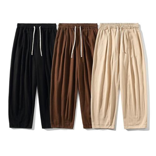 Casual plus size non-stretch solid color loose drawstring sweatpants
