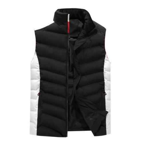 Casual plus size non-stretch contrast color zip-up thickened warm waistcoat size run small