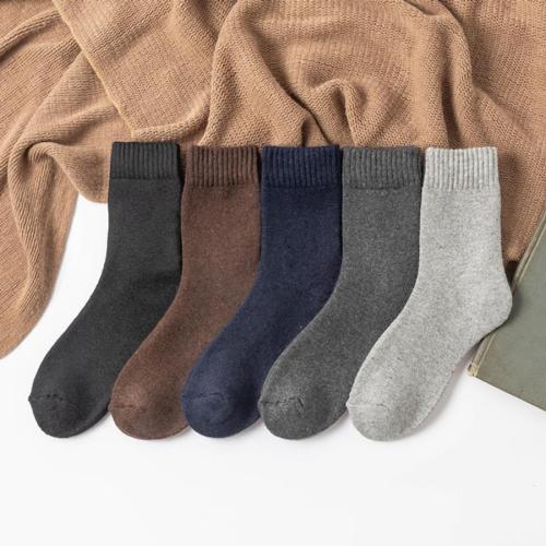 Five pair new stylish solid color woollen thicken warm crew socks