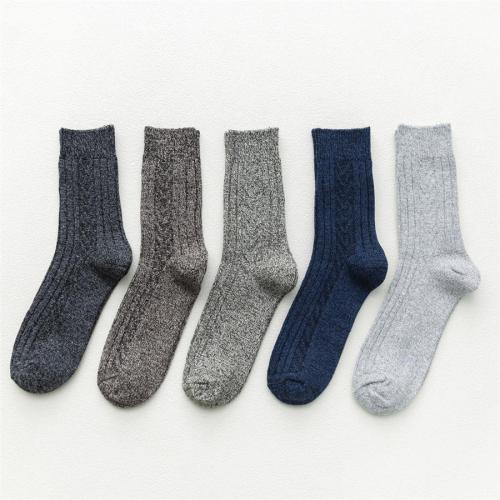 Five pair new stylish solid color twist ribbed knit thicken warm crew socks