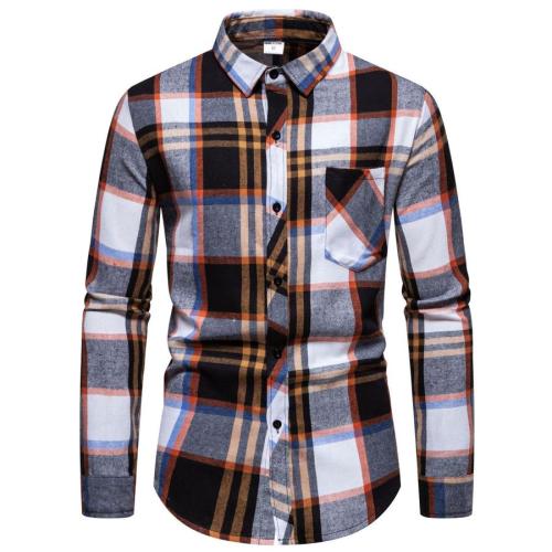 Casual plus size non-stretch stylish plaid print long sleeve shirt#3