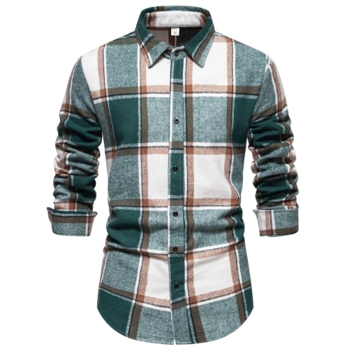 Casual plus size non-stretch 7 colors plaid print long sleeve shirt