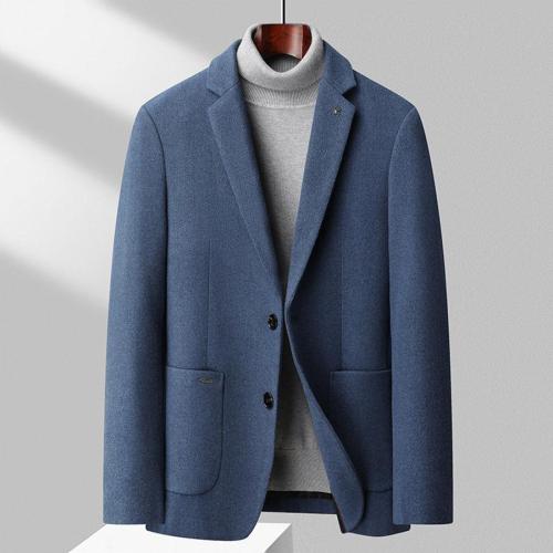 Elegant plus size non-stretch solid color woolen blazer size run small