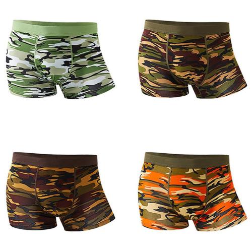 Casual plus size slight stretch camo print breathable mid waist trunks