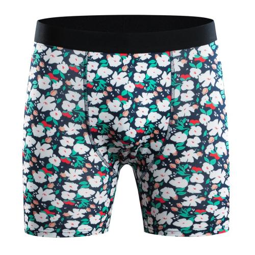 Casual slight stretch floral batch printing breathable mid waist trunks
