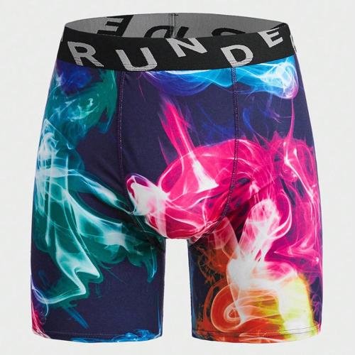 Casual slight stretch colorful tie-dye batch print breathable mid waist trunks