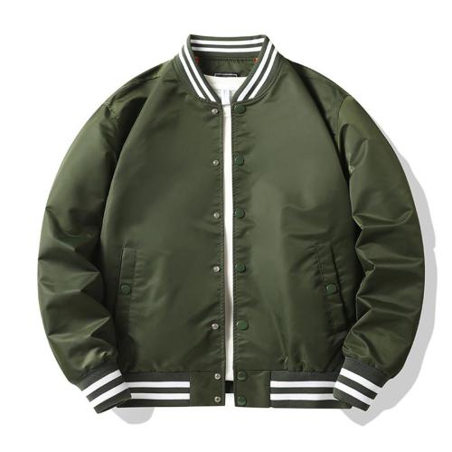 Casual plus size non-stretch single-breasted baseball jacket size run small