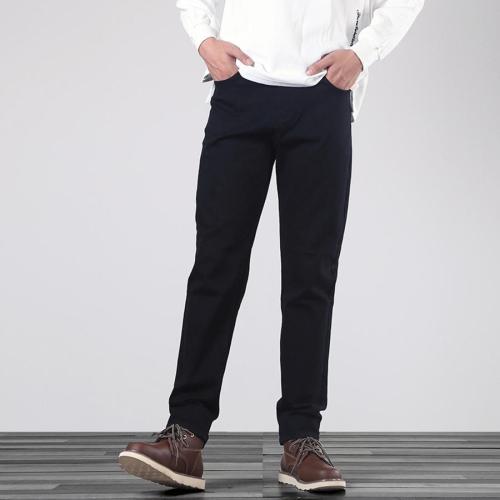 Fleece casual plus size slight stretch solid color slim jeans