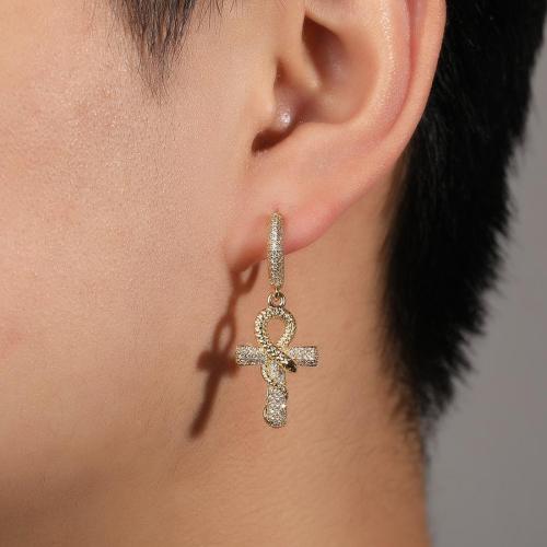 One pair rhinestone snake shape cross all match earrings(length:24mm)